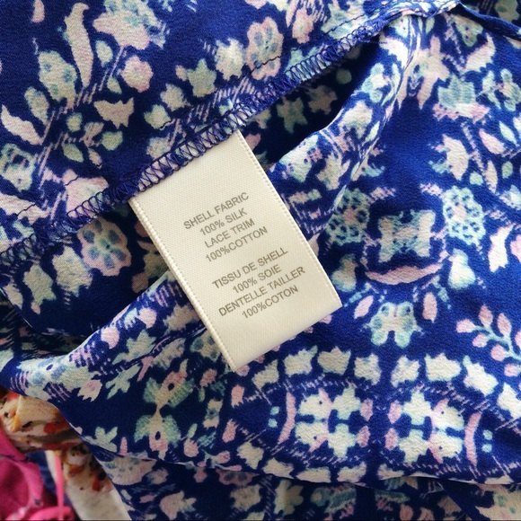 Rebecca Taylor Silk blue pattern boho Tank Top - Size 4 - Picture 6 of 6